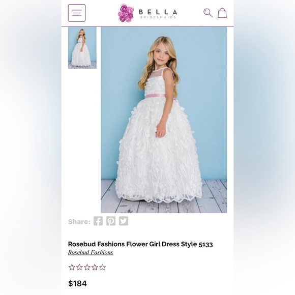 Stunning ROSEBUD Bella Bridesmaid Flower Girl Dress for 18 month old! Worn  once!